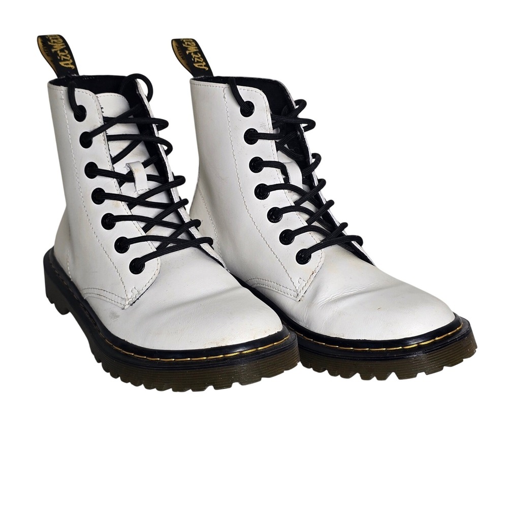 Dr. Martens 1460 Luana White Leather Lace Up Combat Boots Womens 8 AW004